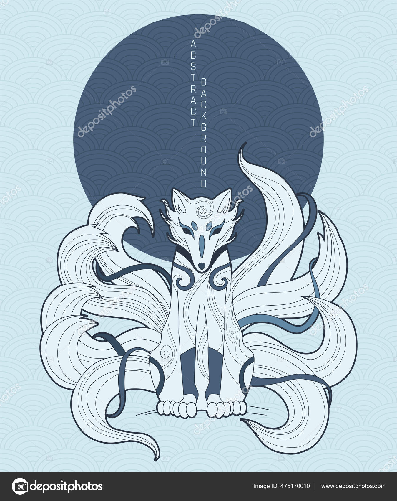 Vetor Abstrato Ilustração Japonês Fantasia Criatura Nove Cauda Raposa  Kitsune Vetor de ©jeid6x 475170010, image size:1349x1700