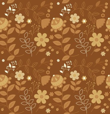 Etnik bitki ve çiçeklerin kusursuz örüntüsü