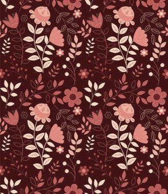 Etnik bitki ve çiçeklerin kusursuz örüntüsü