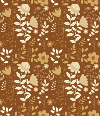 Etnik bitki ve çiçeklerin kusursuz örüntüsü