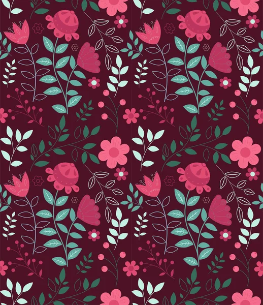 Etnik bitki ve çiçeklerin kusursuz örüntüsü