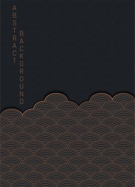 Dalga ve çizgilerle Japon stili arkaplan, soyut vektör illüstrasyonu 