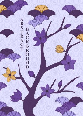 Basit Japon deseni ve stilize sakura dalları.