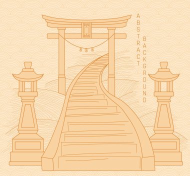 Biçimlendirilmiş basit merdivenli Torii Kapısı 'nın vektör çizimi 