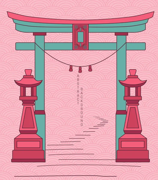 Ilustración Vectorial Puerta Torii Con Escaleras Simples Estilizadas — Vector de stock