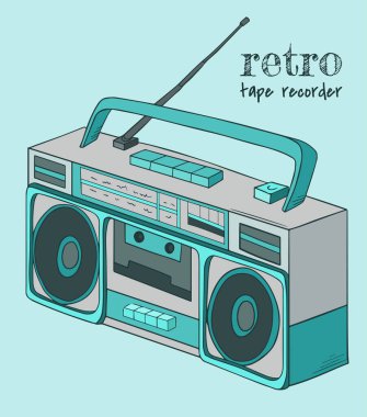 renkli çizgi film retro kayıt cihazı 