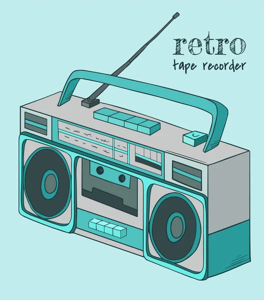 Colored Cartoon Retro Tape Recorder — Stock vektor