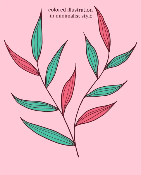 Ilustración Con Planta Coloreada Estilo Minimalista — Vector de stock