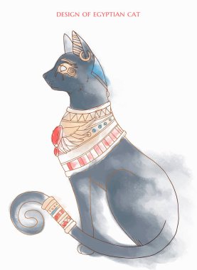  Açık yarı suluboya arka planlı Mısırlı kedi resmi