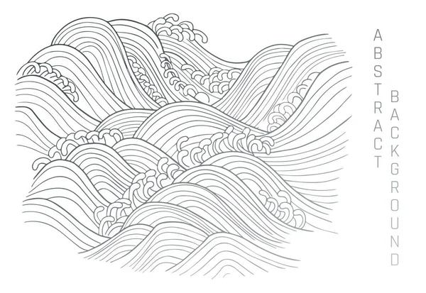 Vetor Branco Prata Ilustração Abstrata Com Ondas Estilizadas Estilo Japonês —  Vetores de Stock