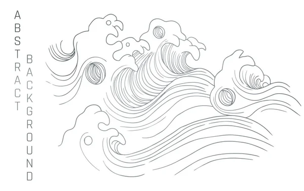 Vetor Branco Prata Ilustração Abstrata Com Ondas Estilizadas Estilo Japonês —  Vetores de Stock