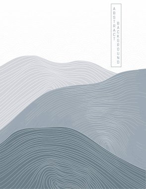 Asya stilize edilmiş soyut manzara, vektör çizgili dağlar