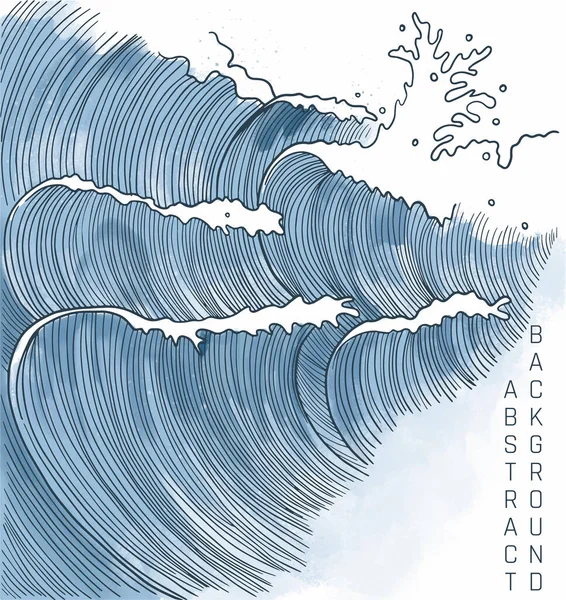 Fond Abstrait Avec Des Vagues Sur Bleu Clair Texturé — Image vectorielle