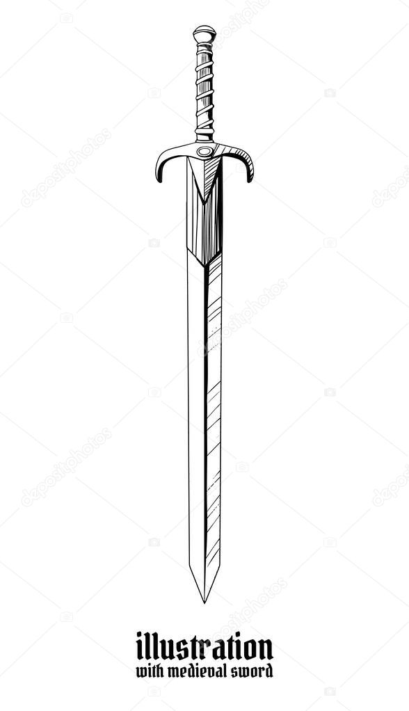  medieval sword isolated on white background