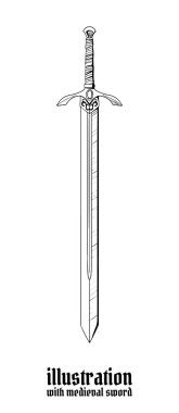  Beyaz arka planda izole edilmiş ortaçağ kılıcı.