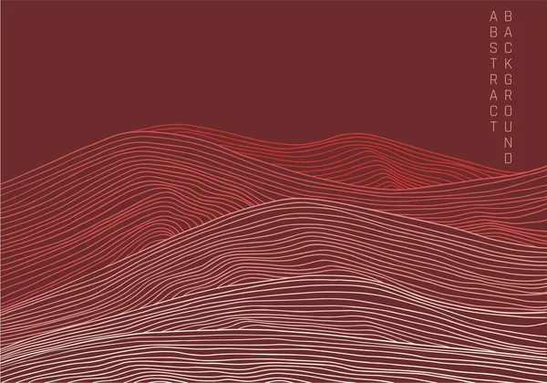 Líneas Minimalistas Paisaje Fondo Estilo Asiático Colores Rojos — Archivo Imágenes Vectoriales