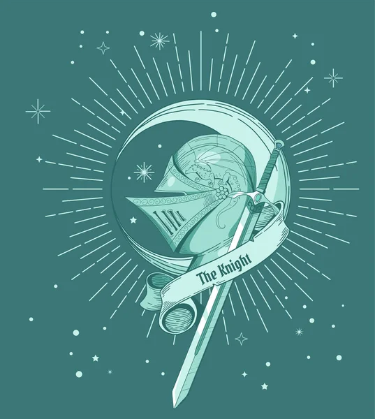 Stylized Illustration Helmet Tape Moon Sword — Vector de stock