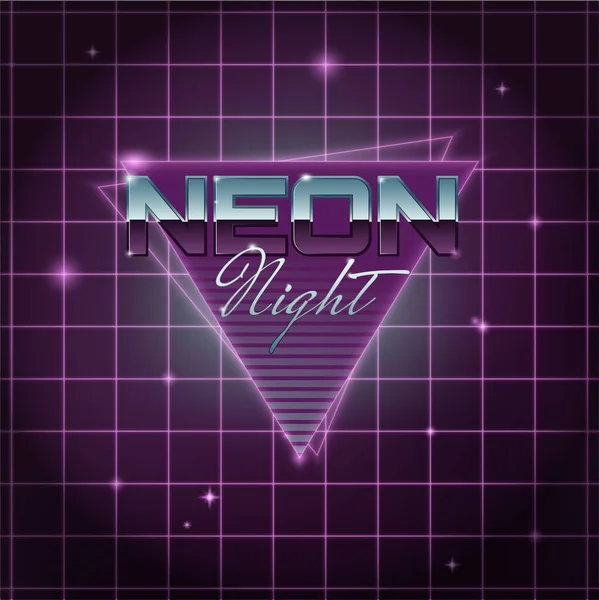 Póster Estilo Retro Wave Color Púrpura — Vector de stock