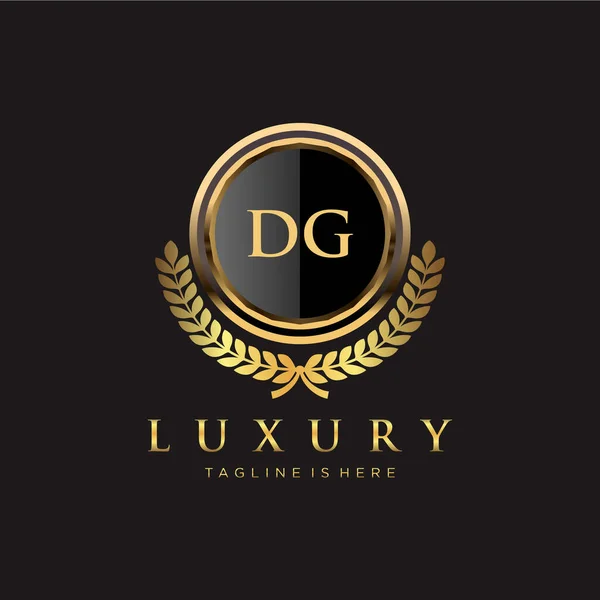 Inicial Letter Con Royal Luxury Logo Template — Vector de stock