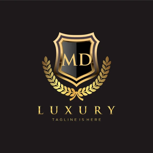 Mdletter Initial Royal Luxury Logo Template — 图库矢量图片