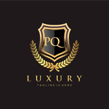 PQ Letter Initial with Royal Luxury Logo Template clipart