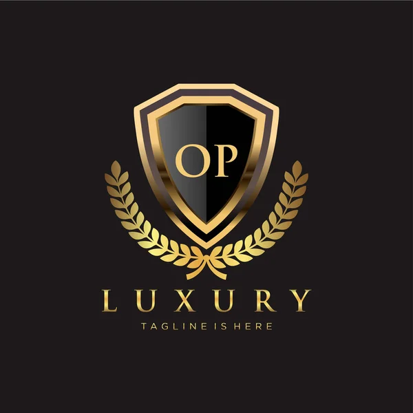 Opletter Initial Royal Luxury Logo Template — 图库矢量图片