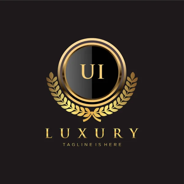 Lettre Interface Utilisateur Initiale Avec Modèle Logo Luxe Royal — Image vectorielle