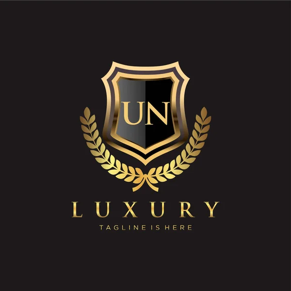 Lettre Initiale Onu Avec Modèle Logo Royal Luxe — Image vectorielle