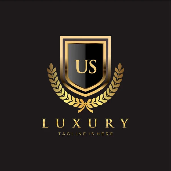 Lettre Américaine Initiale Avec Modèle Logo Luxe Royal — Image vectorielle
