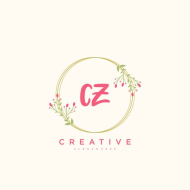 cz Beauty vektör ilk logo, el yazısı sanat tasarımı imza, düğün, moda, mücevher, butik, çiçek ve botanik herhangi bir şirket veya işletme için yaratıcı şablon ile.