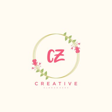 cz Beauty vektör ilk logo, el yazısı sanat tasarımı imza, düğün, moda, mücevher, butik, çiçek ve botanik herhangi bir şirket veya işletme için yaratıcı şablon ile.