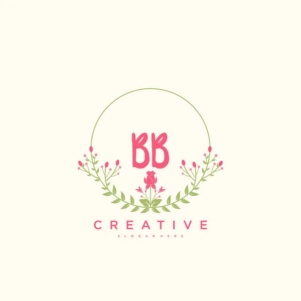 Beauty Vector Logo Inicial Logotipo Escritura Mano Diseño Arte Firma — Archivo Imágenes Vectoriales