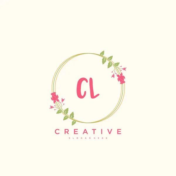 Beauty Vector Initial Logo Handschrift Logo Art Design Der Initialen — Stockvektor