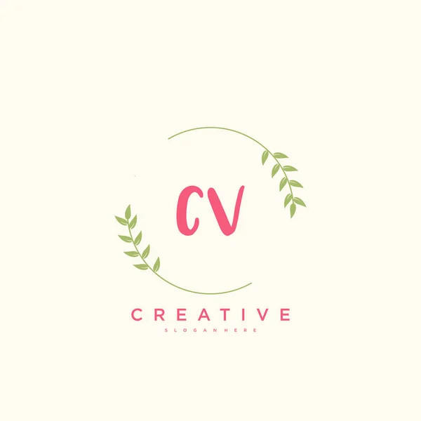 Beauty Vektor Initial Logo Handschrift Logo Art Design Der Initialen — Stockvektor