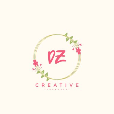 DZ Beauty vector initial logo, handwriting logo art design of initial signature, wedding, fashion, jewerly, boutique, floral and botanical with creative template for any company or business.
