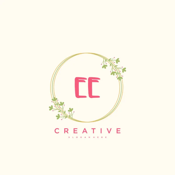 Beauty Vector Initial Logo Handschrift Logo Art Design Der Initialen — Stockvektor