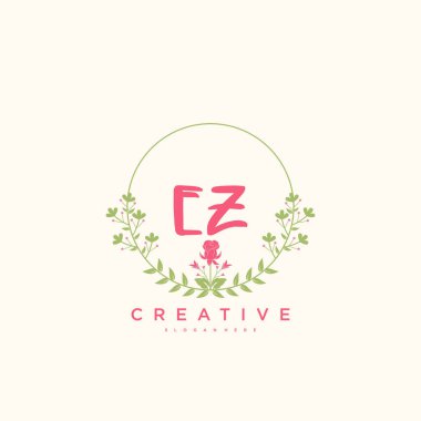 İlk imza, düğün, moda, mücevher, butik, çiçek ve botanik gibi yaratıcı şablona sahip ilk EZ güzellik vektörü logosu, el yazısı sanat tasarımı herhangi bir şirket veya işletme için yaratıcı şablona sahip..