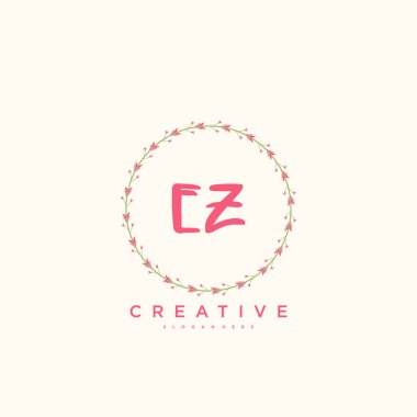 İlk imza, düğün, moda, mücevher, butik, çiçek ve botanik gibi yaratıcı şablona sahip ilk EZ güzellik vektörü logosu, el yazısı sanat tasarımı herhangi bir şirket veya işletme için yaratıcı şablona sahip..