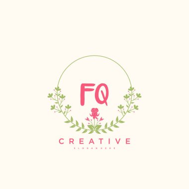 FQ Beauty vektör ilk logo, el yazısı sanat tasarımı imza, düğün, moda, mücevher, butik, çiçek ve botanik herhangi bir şirket veya iş için yaratıcı şablona sahip..
