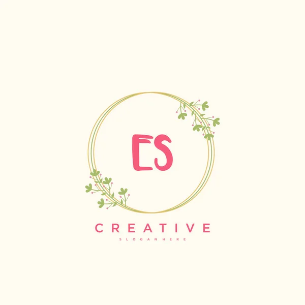 Beauty Vektor Initial Logo Handschrift Logo Art Design Der Initialen — Stockvektor