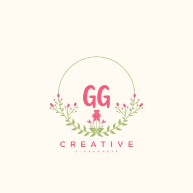 GG Güzellik Vektörü ilk logosu, ilk imzanın el yazısı sanat tasarımı, düğün, moda, mücevher, butik, çiçek ve botanik, herhangi bir şirket veya işletme için yaratıcı şablona sahip..