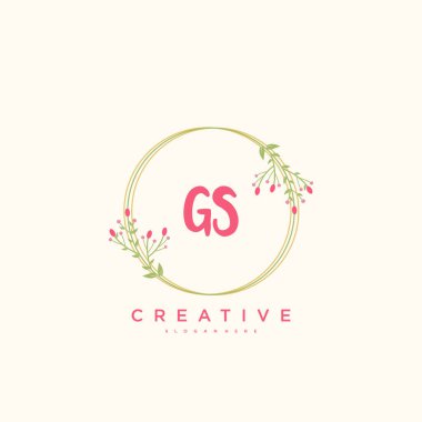 GS Beauty vektör başlangıç logosu, ilk imzanın el yazısı sanat tasarımı, düğün, moda, mücevher, butik, çiçek ve botanik, herhangi bir şirket veya iş için yaratıcı şablona sahip..