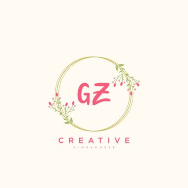 GZ güzellik vektörü ilk logosu, ilk imzanın el yazısı sanat tasarımı, düğün, moda, mücevher, butik, çiçek ve botanik, herhangi bir şirket veya işletme için yaratıcı şablona sahip..