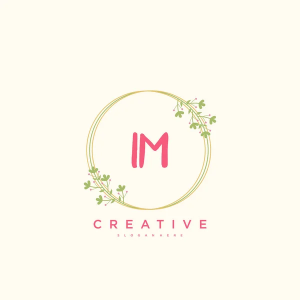 Beauty Vector Logo Inicial Diseño Arte Logotipo Escritura Mano Firma — Vector de stock