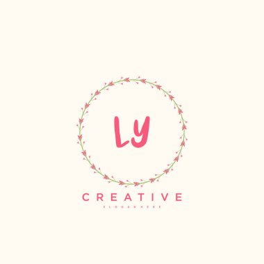 LY Beauty vektör ilk logo, el yazısı sanat tasarımı ilk imza, düğün, moda, mücevher, butik, çiçek ve botanik herhangi bir şirket veya iş için yaratıcı şablon ile.