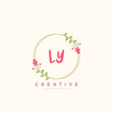 LY Beauty vektör ilk logo, el yazısı sanat tasarımı ilk imza, düğün, moda, mücevher, butik, çiçek ve botanik herhangi bir şirket veya iş için yaratıcı şablon ile.