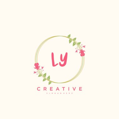 LY Beauty vektör ilk logo, el yazısı sanat tasarımı ilk imza, düğün, moda, mücevher, butik, çiçek ve botanik herhangi bir şirket veya iş için yaratıcı şablon ile.