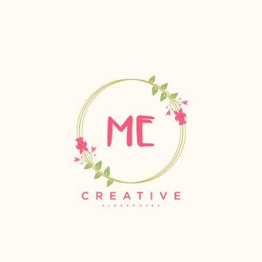 ME Beauty vektör ilk logo, el yazısı sanat tasarımı ilk imza, düğün, moda, mücevher, butik, çiçek ve botanik herhangi bir şirket veya işletme için yaratıcı şablon ile.