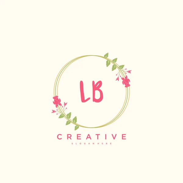 Lbl Beauty Vector Eerste Logo Handschrift Logo Art Design Van — Stockvector