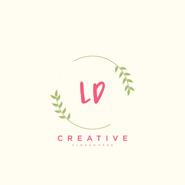 Ldl Beauty Vector Eerste Logo Handschrift Logo Art Design Van — Stockvector